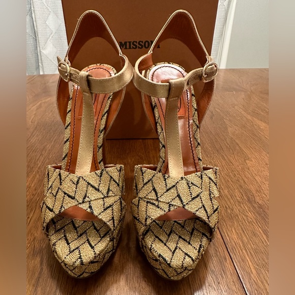 Missoni Lurex Platform Slingback Heel, Size 37.5 EUR / 7.5 US RUN SMALL - NWT - Picture 3 of 11